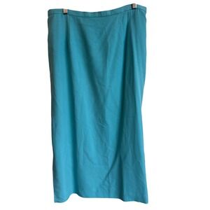 Pendleton Silk Midi Skirt Womens 14 Turquoise Blue Vintage Side Slits Straight